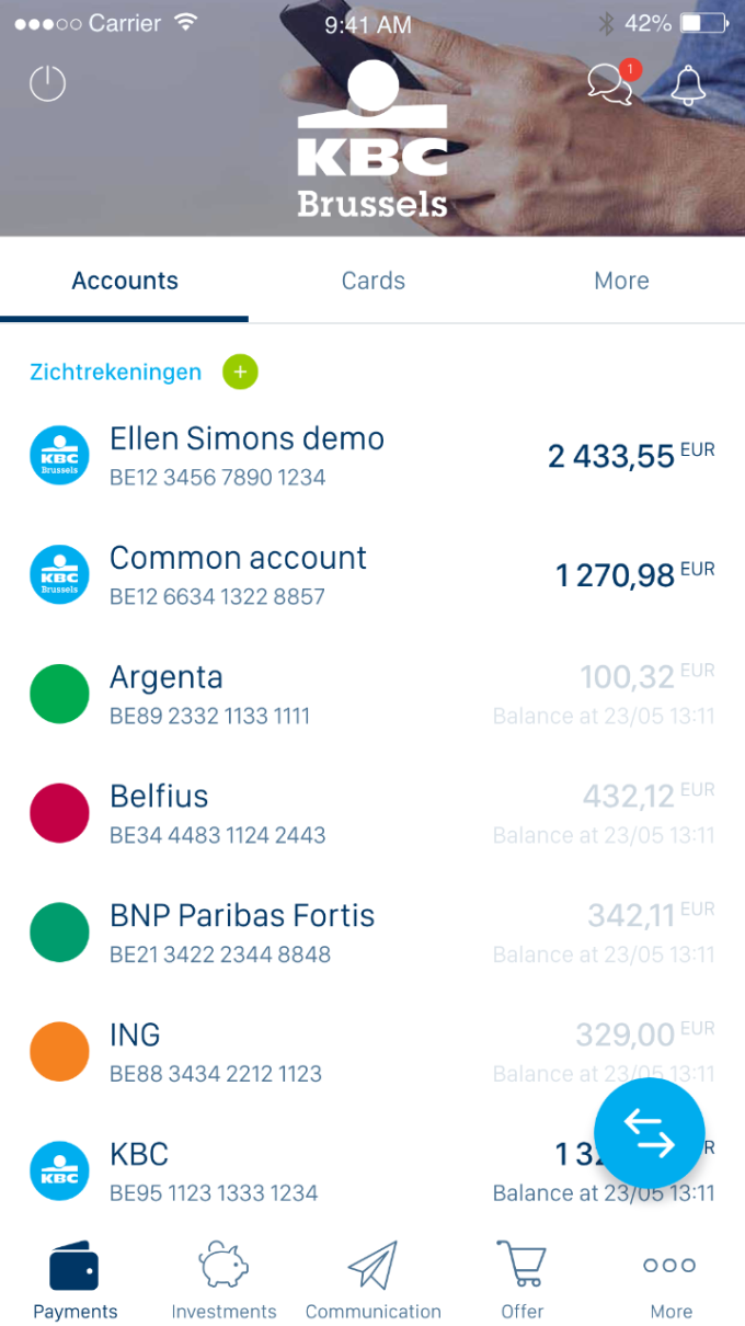 View Accounts Held At Other Banks In Kbc Brussels Mobile Kbc